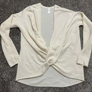 Athleta Cream Wool Cashmere Blend Sweater Size Small with Thumb Holes